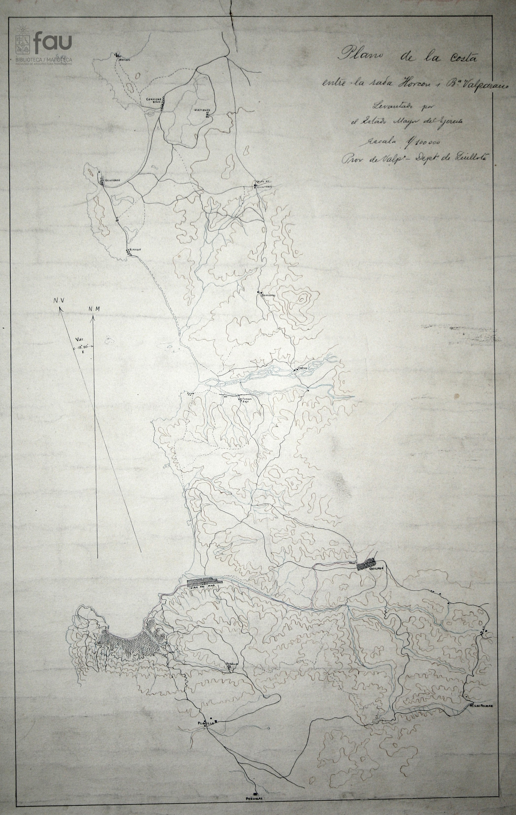 Plano de la costa entre rada de Horcón i Ba. Valparaíso