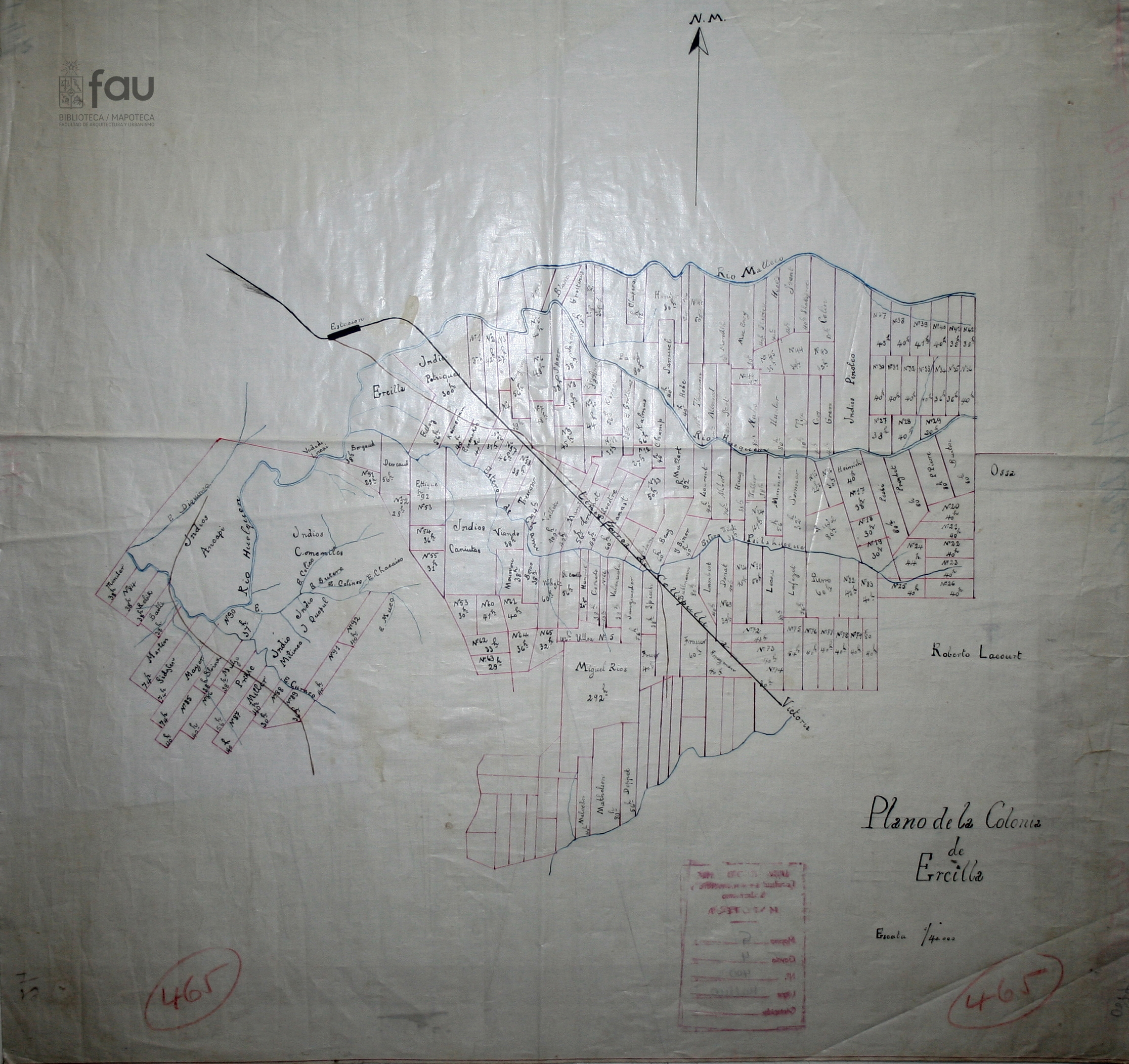Plano de la colonia de Ercilla