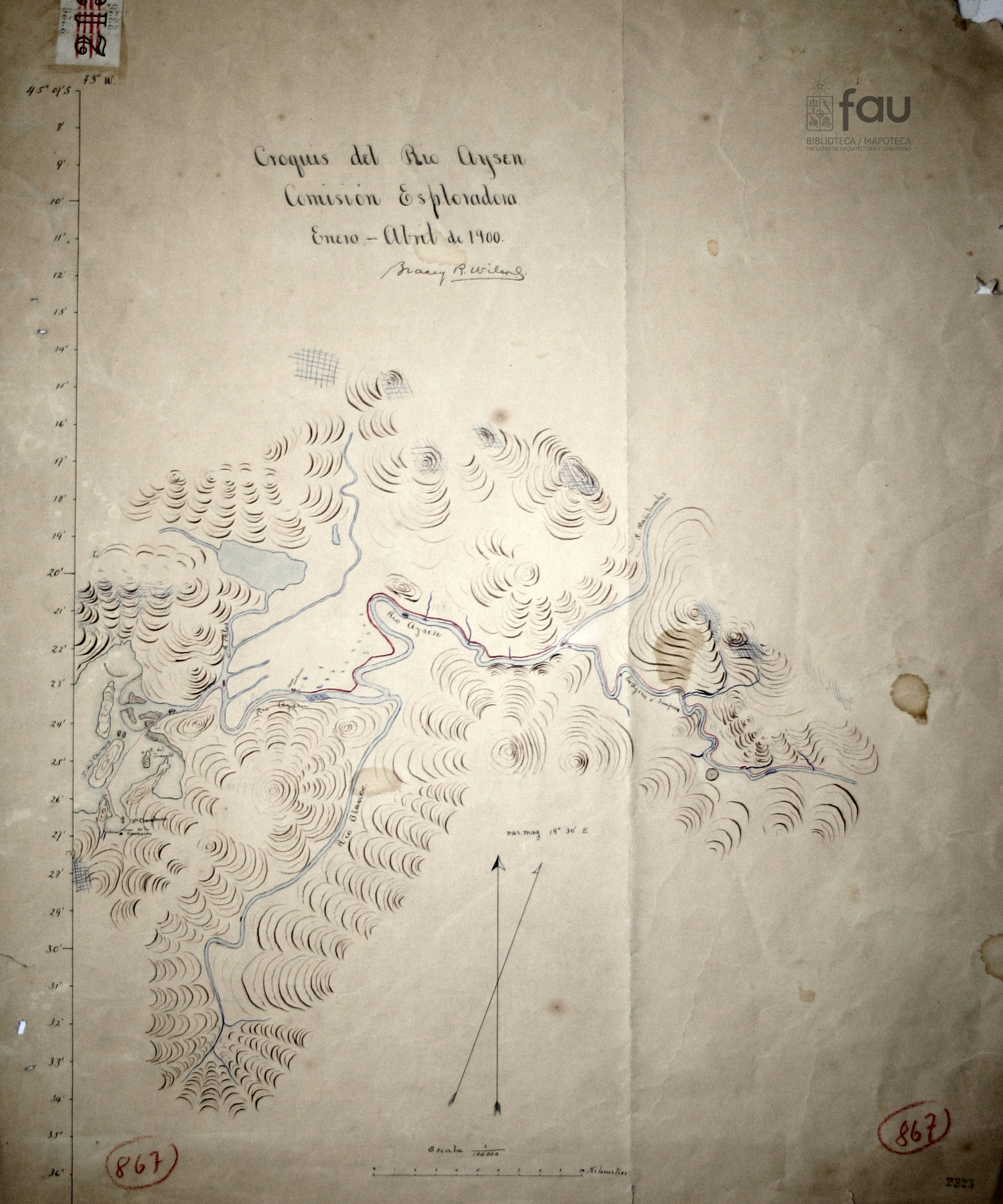 Croquis del río Aysén. Comisión exploradora