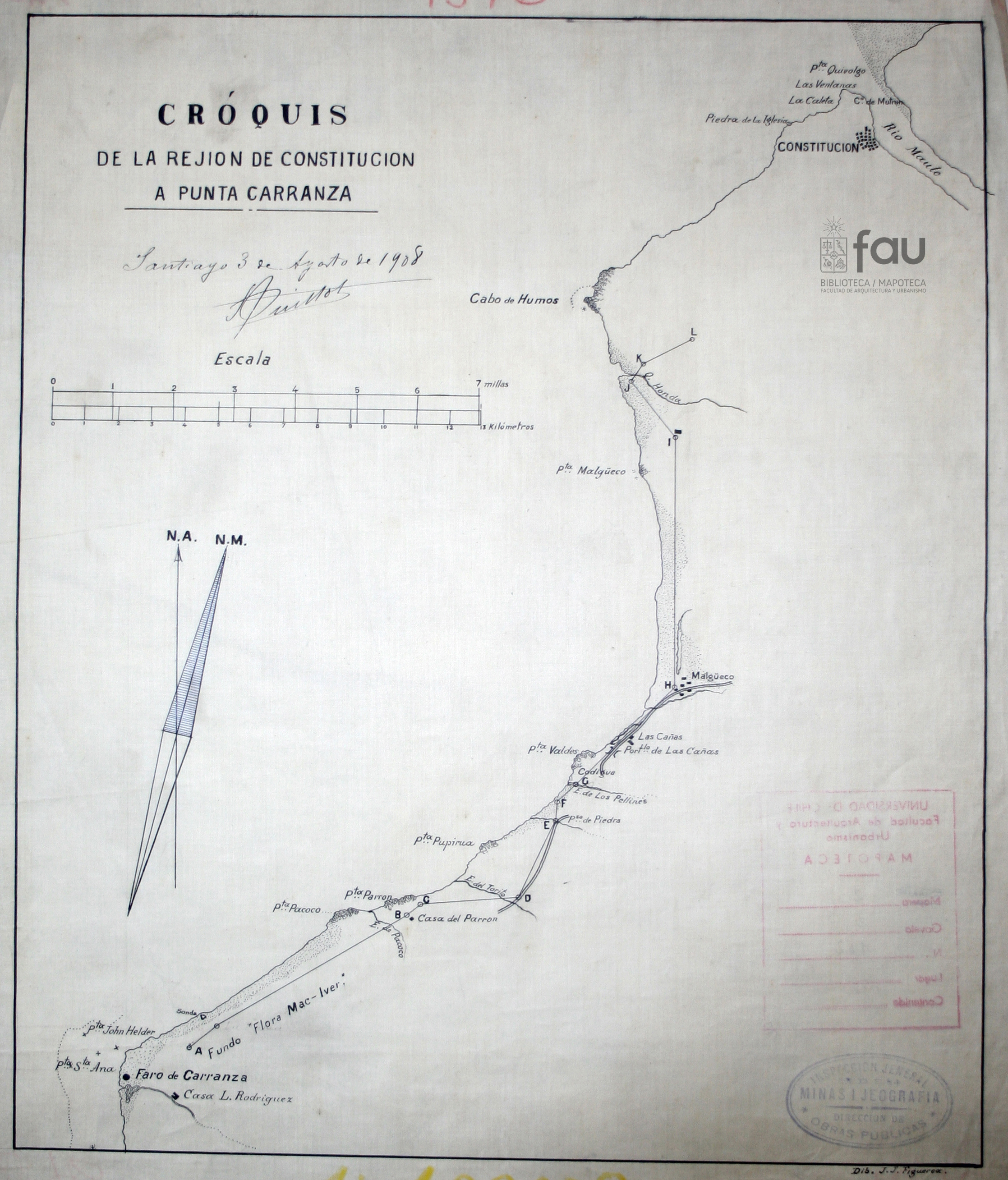Plano de la rejion de Constitución a Punta Carranza